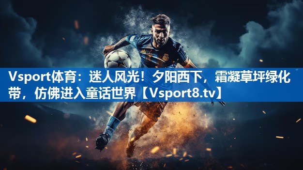 迷人风光！夕阳西下，霜凝草坪绿化带，仿佛进入童话世界